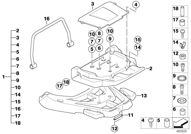 Retrofit kit, Top Case bracket