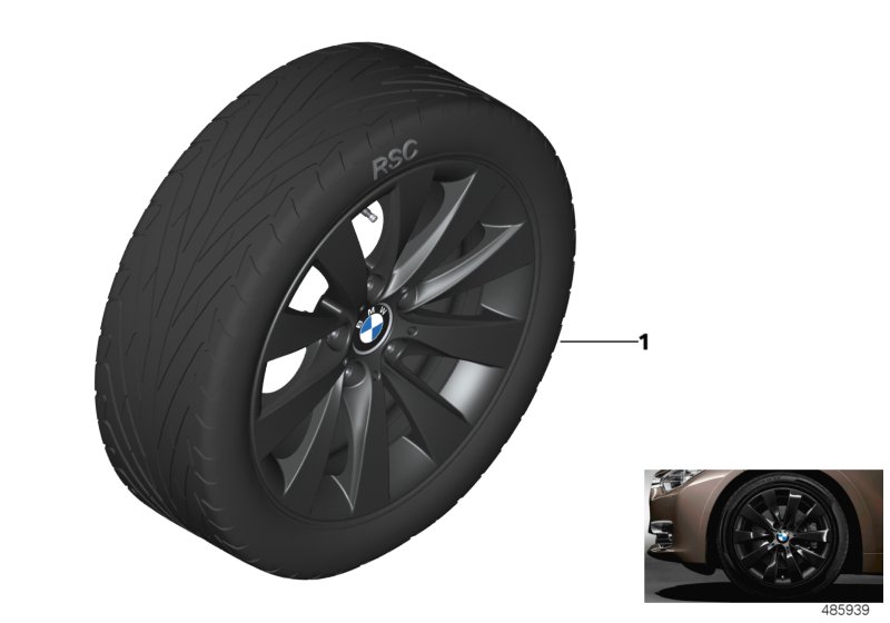 BMW 轻质铝合金轮辋 V 型轮辐 413 - 17''