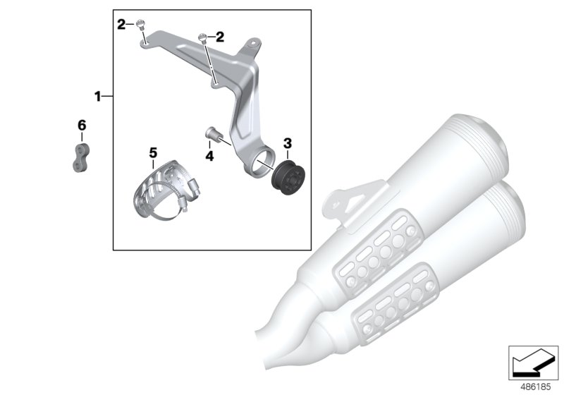 Rear silencer without pillion frame