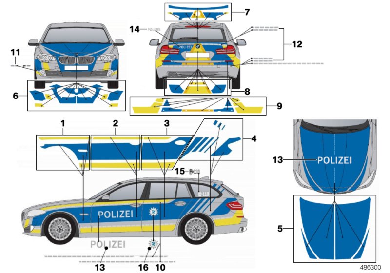 Polep policie Bavorsko modrá