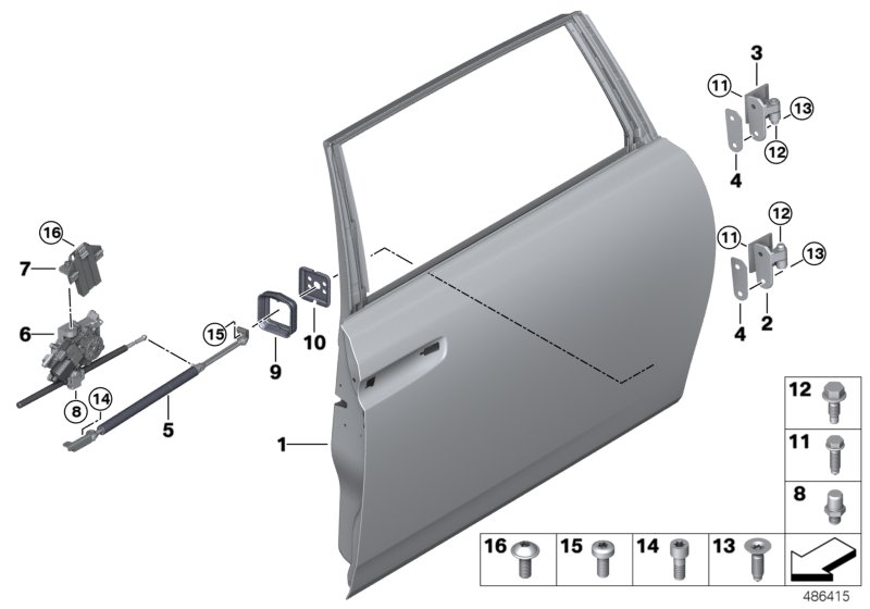 Rear door - hinge/door brake