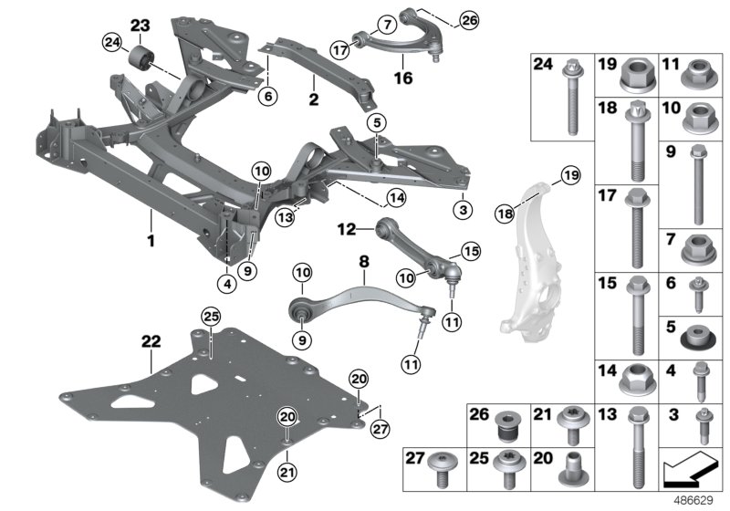 Frnt axle support,wishbone/tension strut