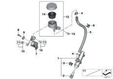 Rear brake master cylinder w container