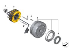 Alternator starter overrunning clutch