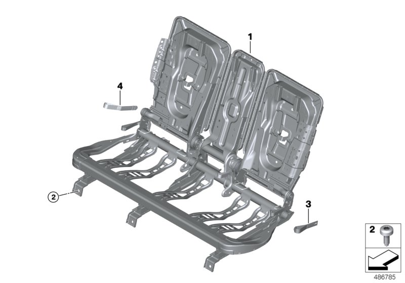 Seat, rear, seat frame, basic seat