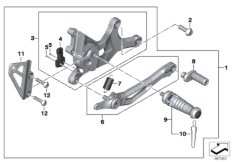 Footrest system, right