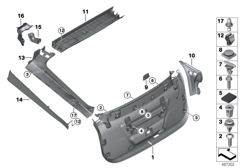 Trim panel, trunk lid