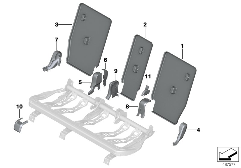 Seat, rear, seat trims