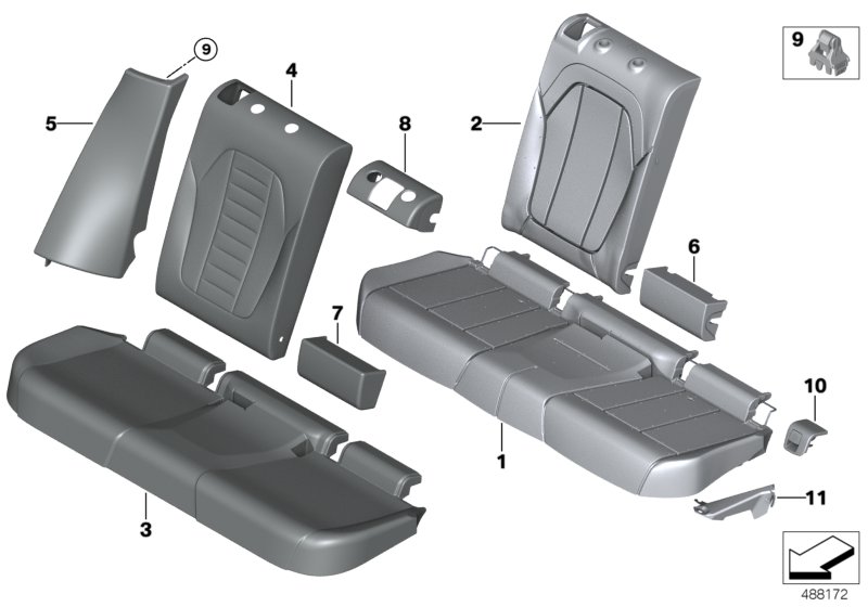 Seat, rear, cushion, & cover, basic seat