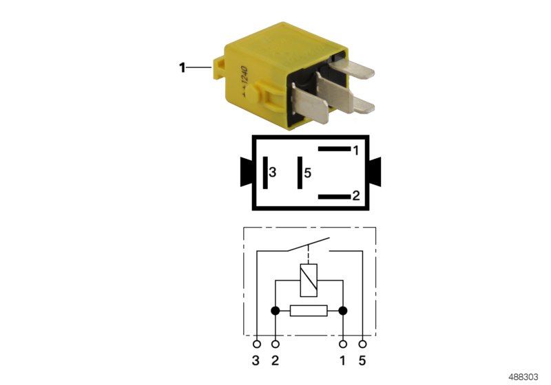 Mini-relé contacto de trabalho amarelo