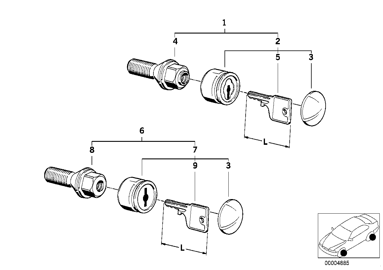 Cerradur.d.tornill.para ruedas con llave