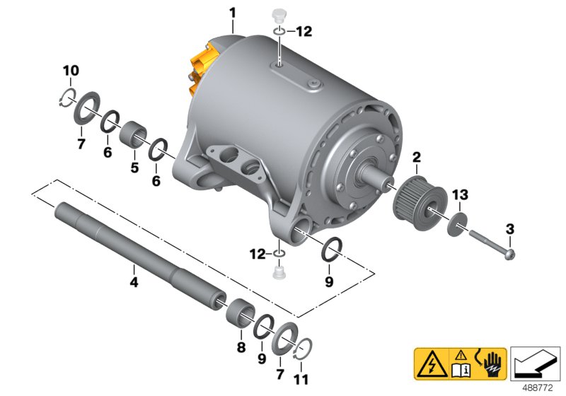 moteur-alternateur,log. sur bras oscil.