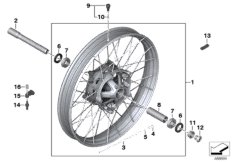 Roda de raios cruzados dianteira