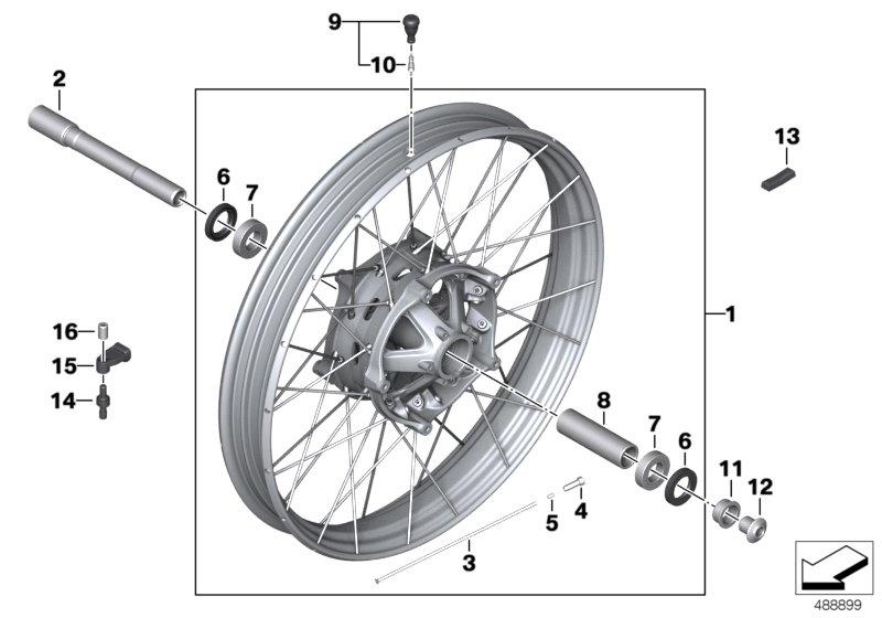 Roda de raios cruzados dianteira