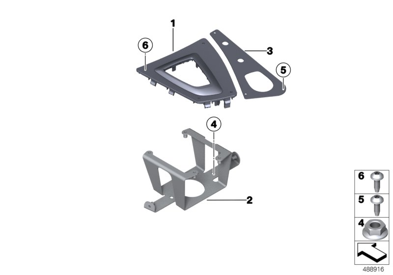 Mounted parts for centre console