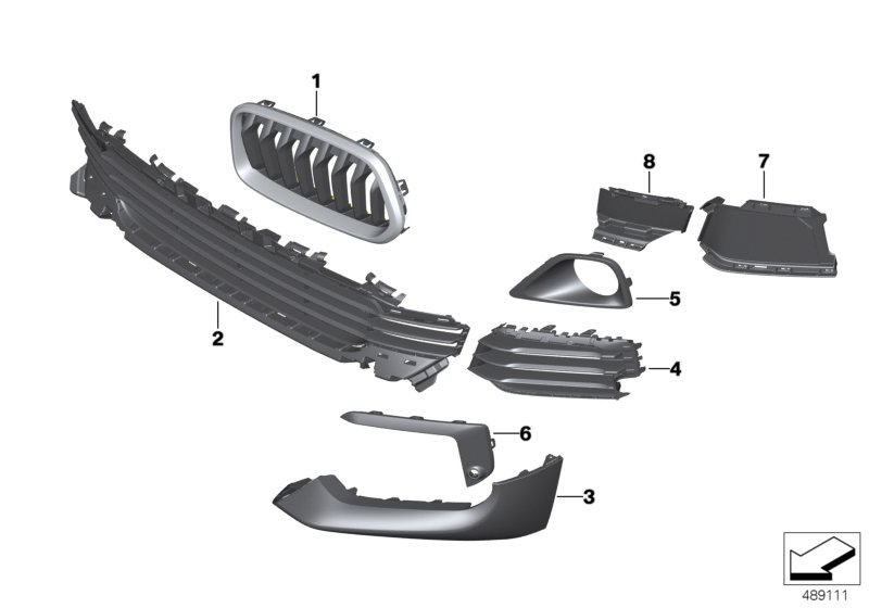 Trim panel, trim elements, front