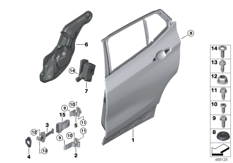 Rear door - hinge/door brake