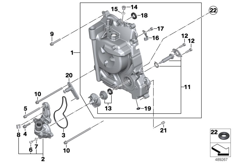 Engine housing cover, right