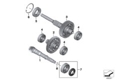 Input, intermediate and output shafts