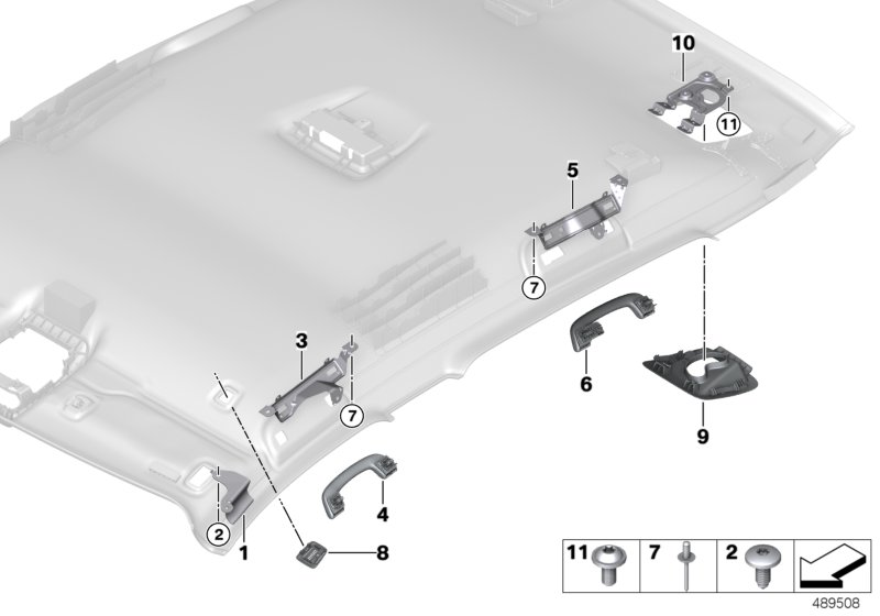 Mounting parts, roofliner