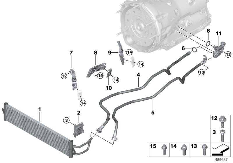 Transmission oil cooler/oil cooler line