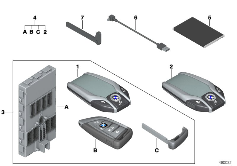 BMW displ.key/set radio rem.contr.w/BDC