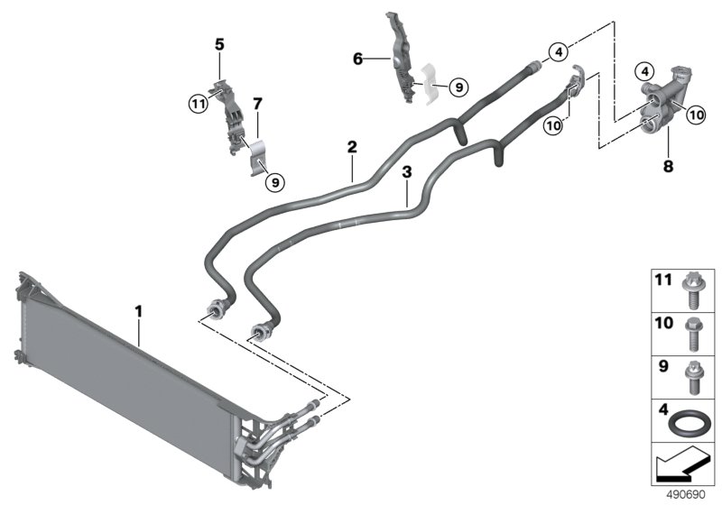 Transmission oil cooler/oil cooler line