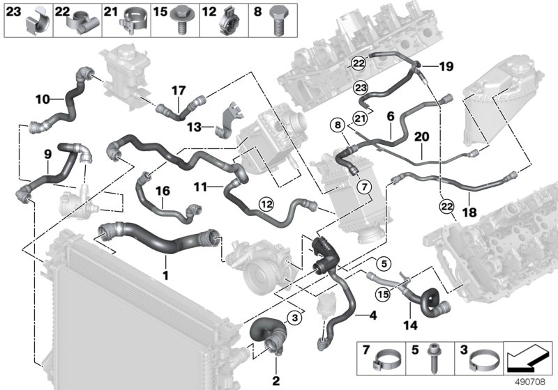 Cooling system coolant hoses