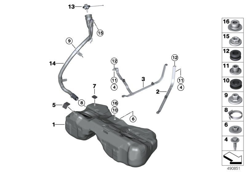 Fuel tank/mounting parts