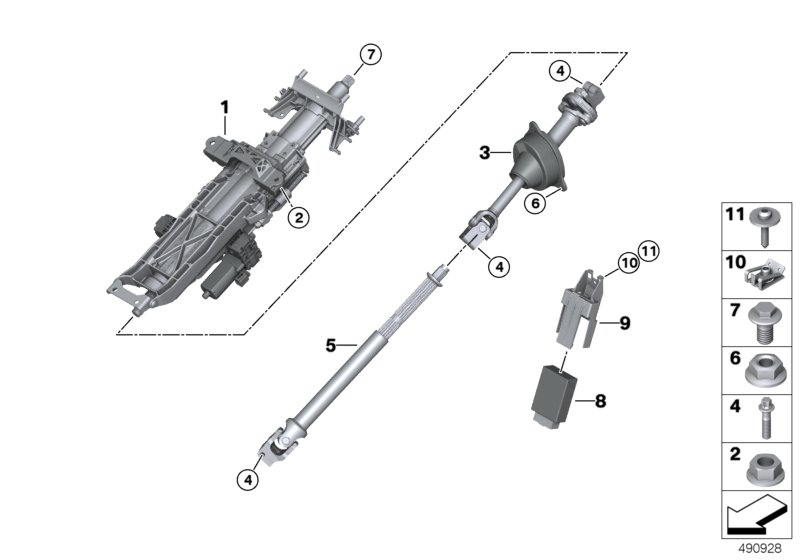 Add-on parts,electr.steering column adj.