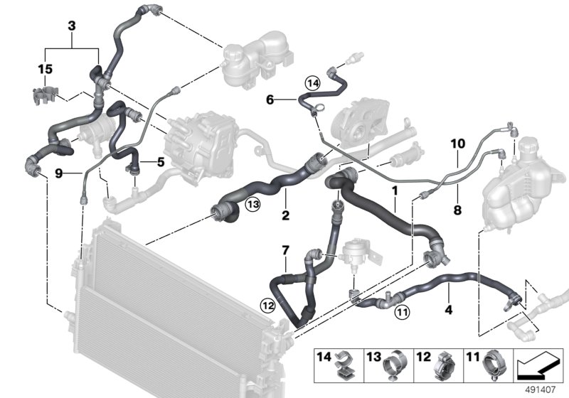 Cooling system coolant hoses