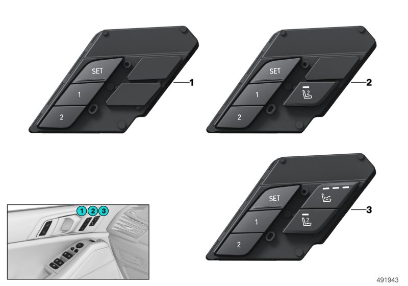 Operating unit seat functions driv.side