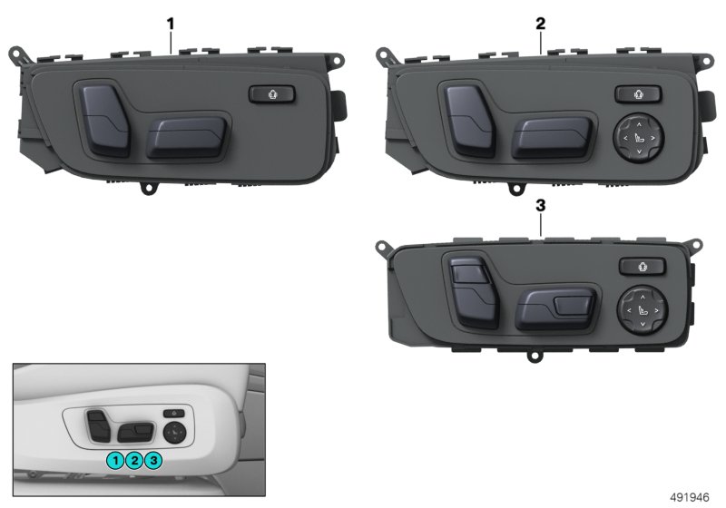 Switch, seat adjustment, front passenger