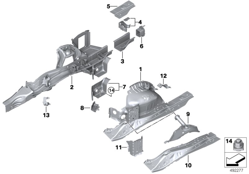 Rear wheelhouse/floor parts