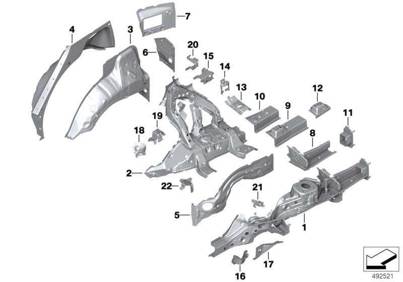 Rear wheelhouse/floor parts