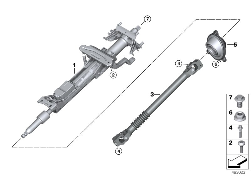 Lenksäule mech.verstellb./Anbauteile