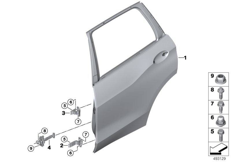 Rear door - hinge/door brake