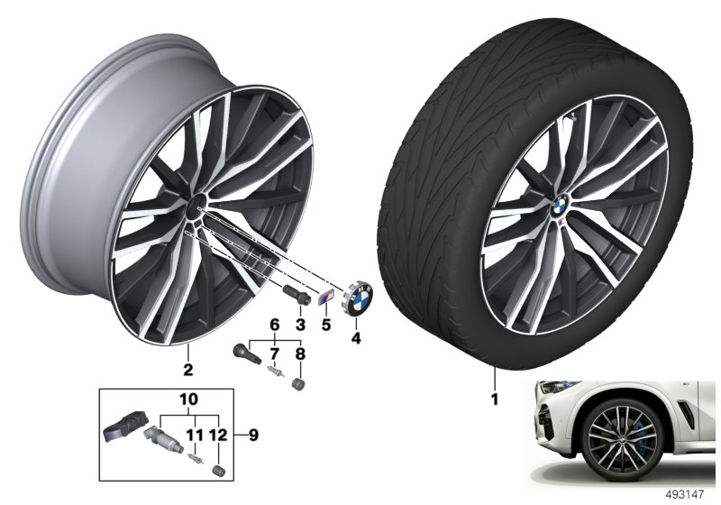 BMW 轻质合金轮辋 双轮辐 742M - 22"