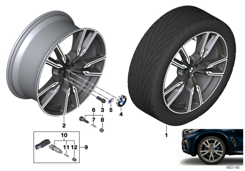 BMW 轻质合金车轮 V 型轮辐 747M - 22"