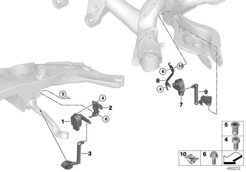 Headlight vertical aim control sensor