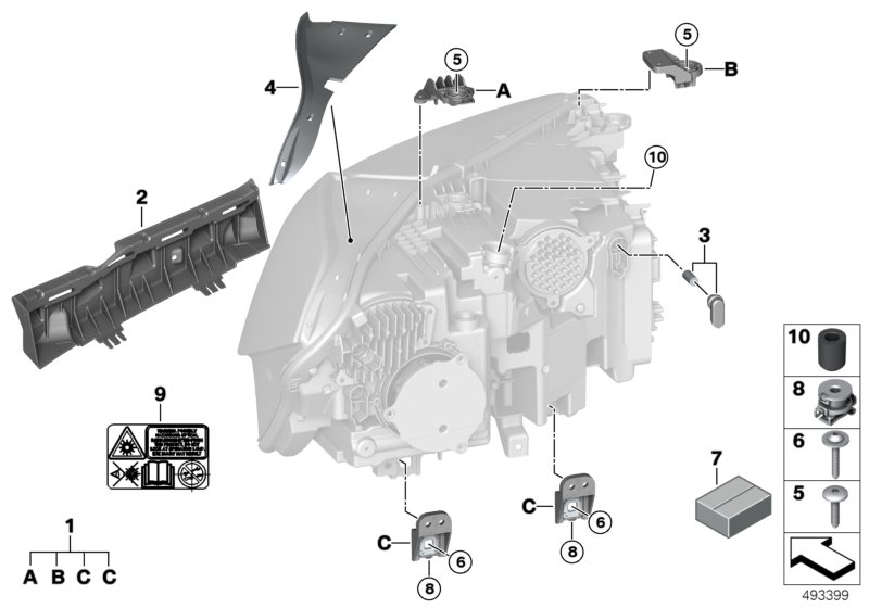 Single components for headlight