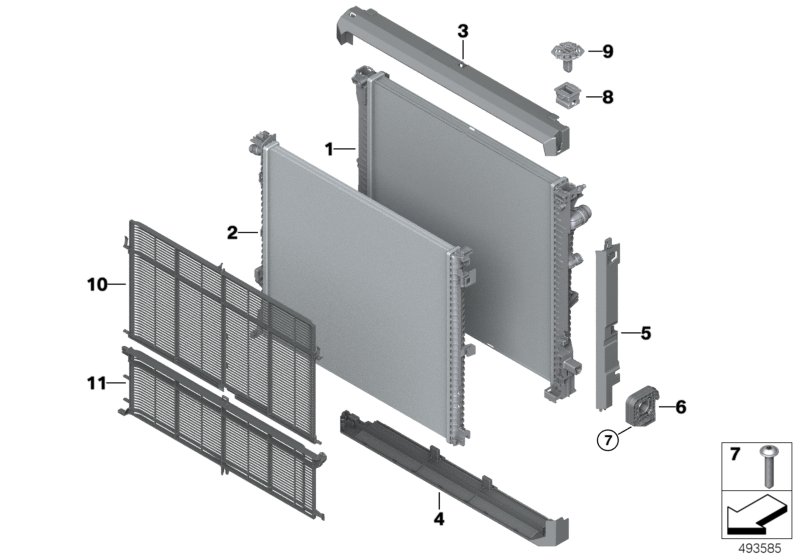 Radiator mounting parts