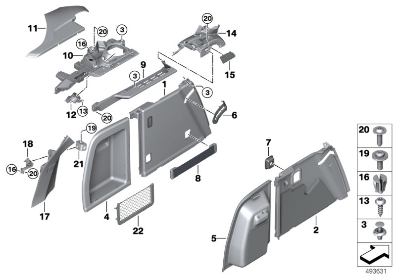 Lateral trunk floor trim panel