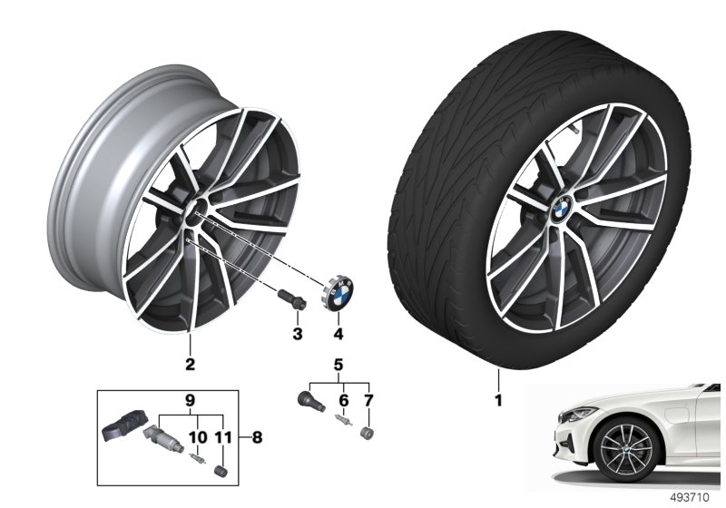 BMW кол.с л/с диск.V-обр.спицы 780 - 18"