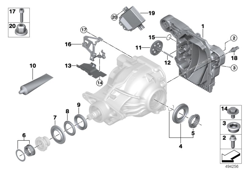 Rear axle diff.sep.components 225ALS