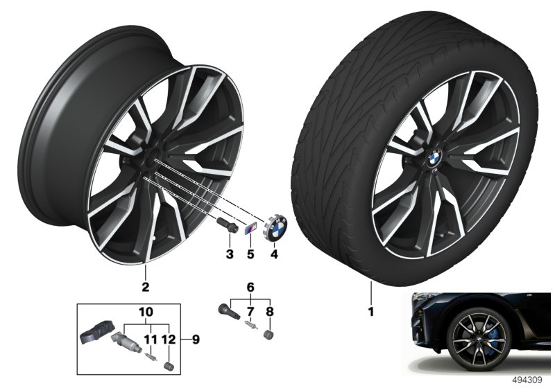 BMW roue all.lég.à rayon en V 755M - 22"