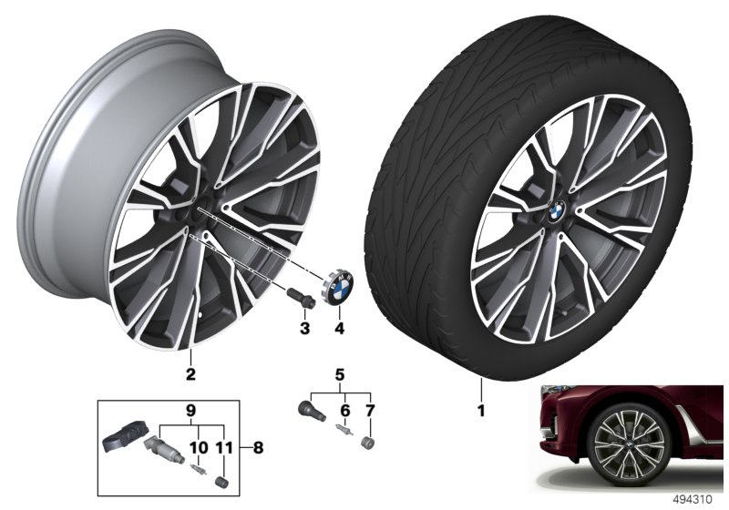 BMW llanta AL radio en Y 758l - 22"