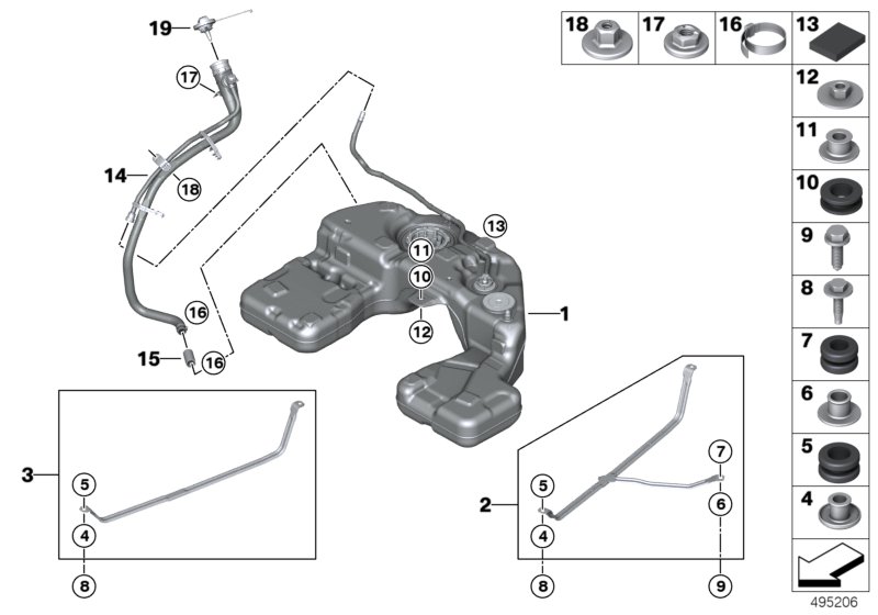 Fuel tank/mounting parts