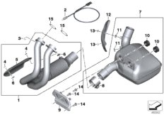 Exhaust manifold with front silencer