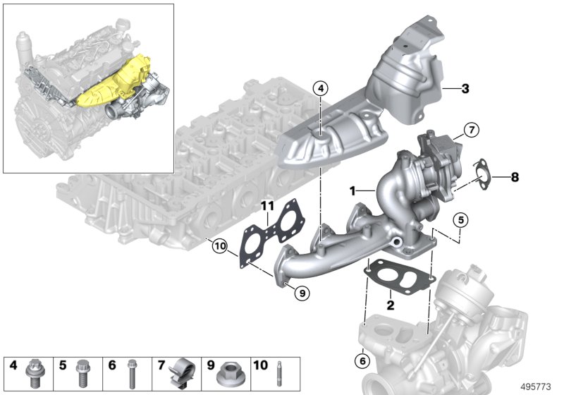 Turbocompressor com colector de escape